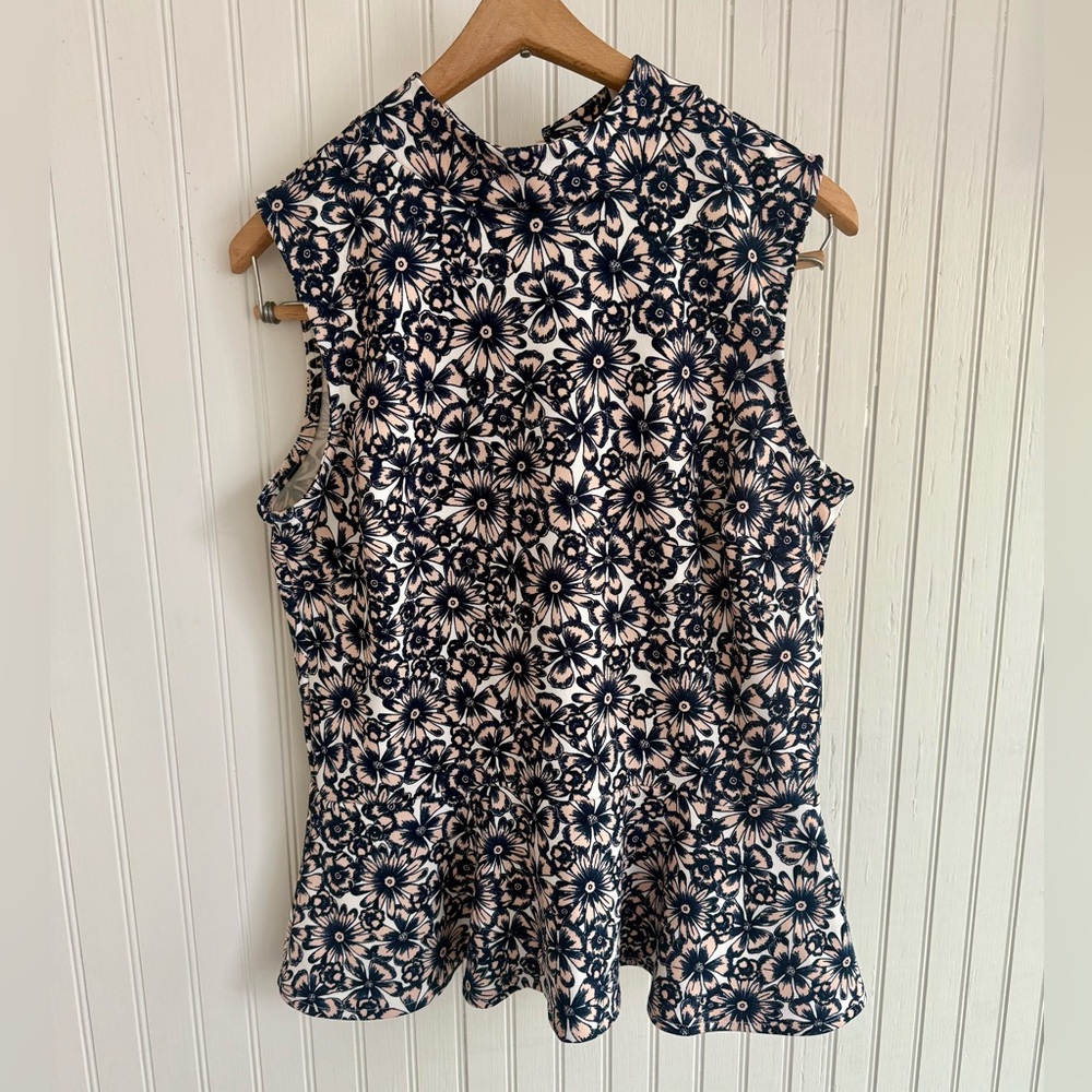 Banana Republic Floral Peplum Top Size Small - Blue and Pink Flowers